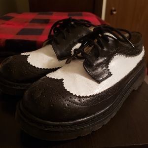 black and white wingtip oxfords